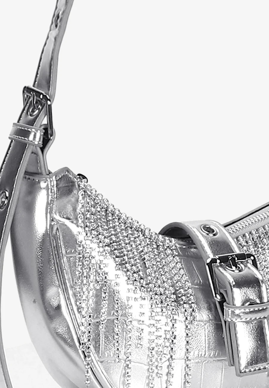Silver Diamanté Shoulder Bag