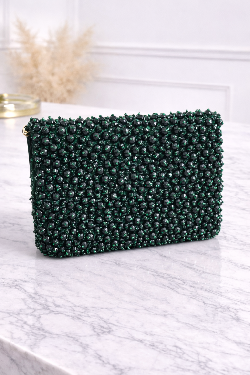 Emerald Luxe Crystal Clutch – Green Evening Bag