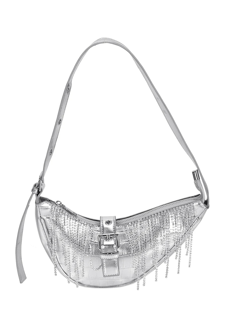 Silver Diamanté Shoulder Bag