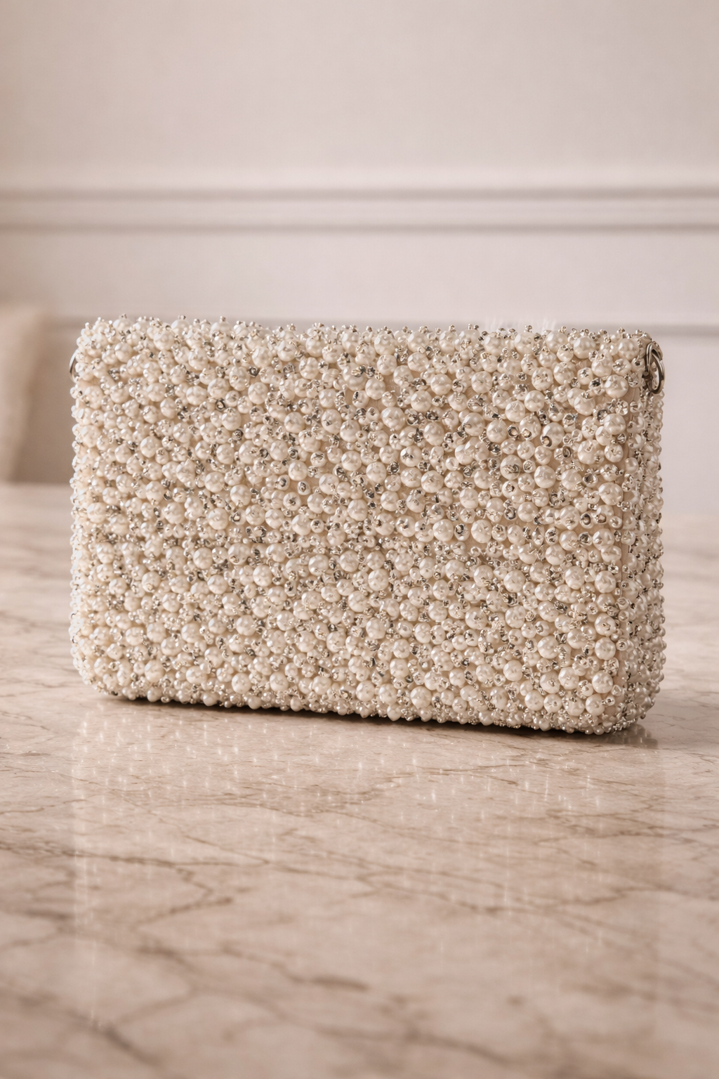 Ivory Pearl Luxe Crystal Clutch