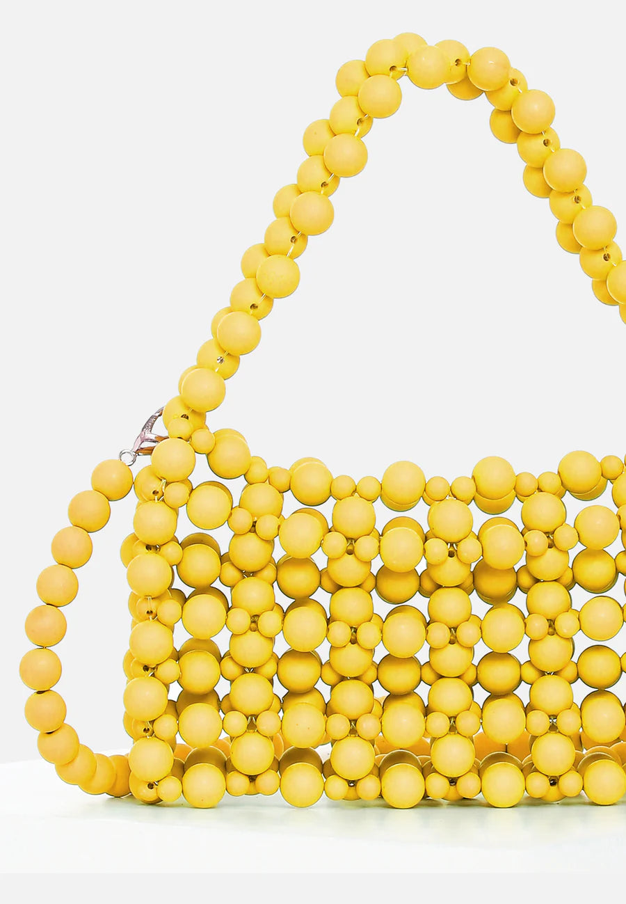 Golden Yellow Beaded Mini Bag