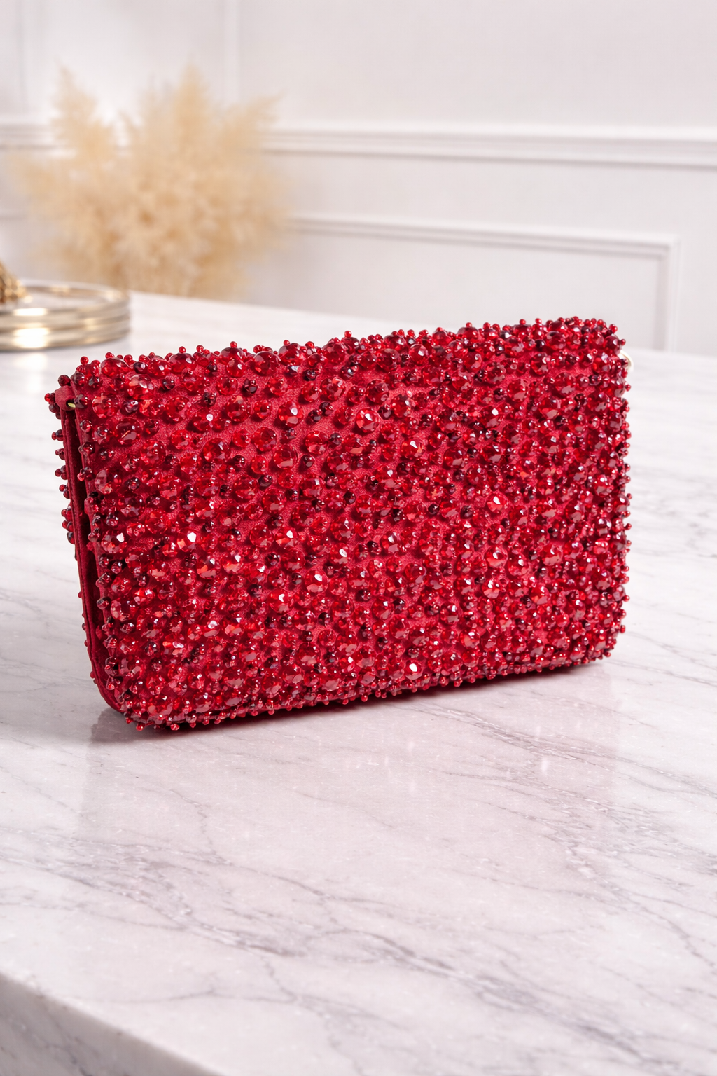 Ruby Royale Crystal Clutch – Red Evening Bag