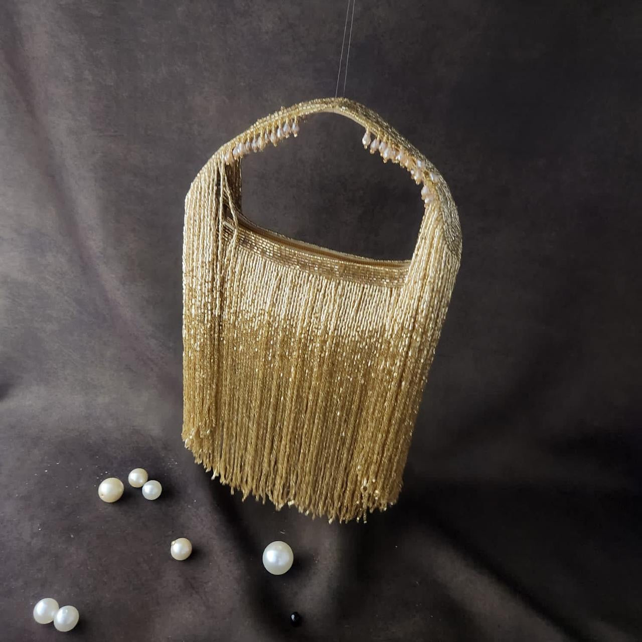 Golden Cascade Fringe Bag