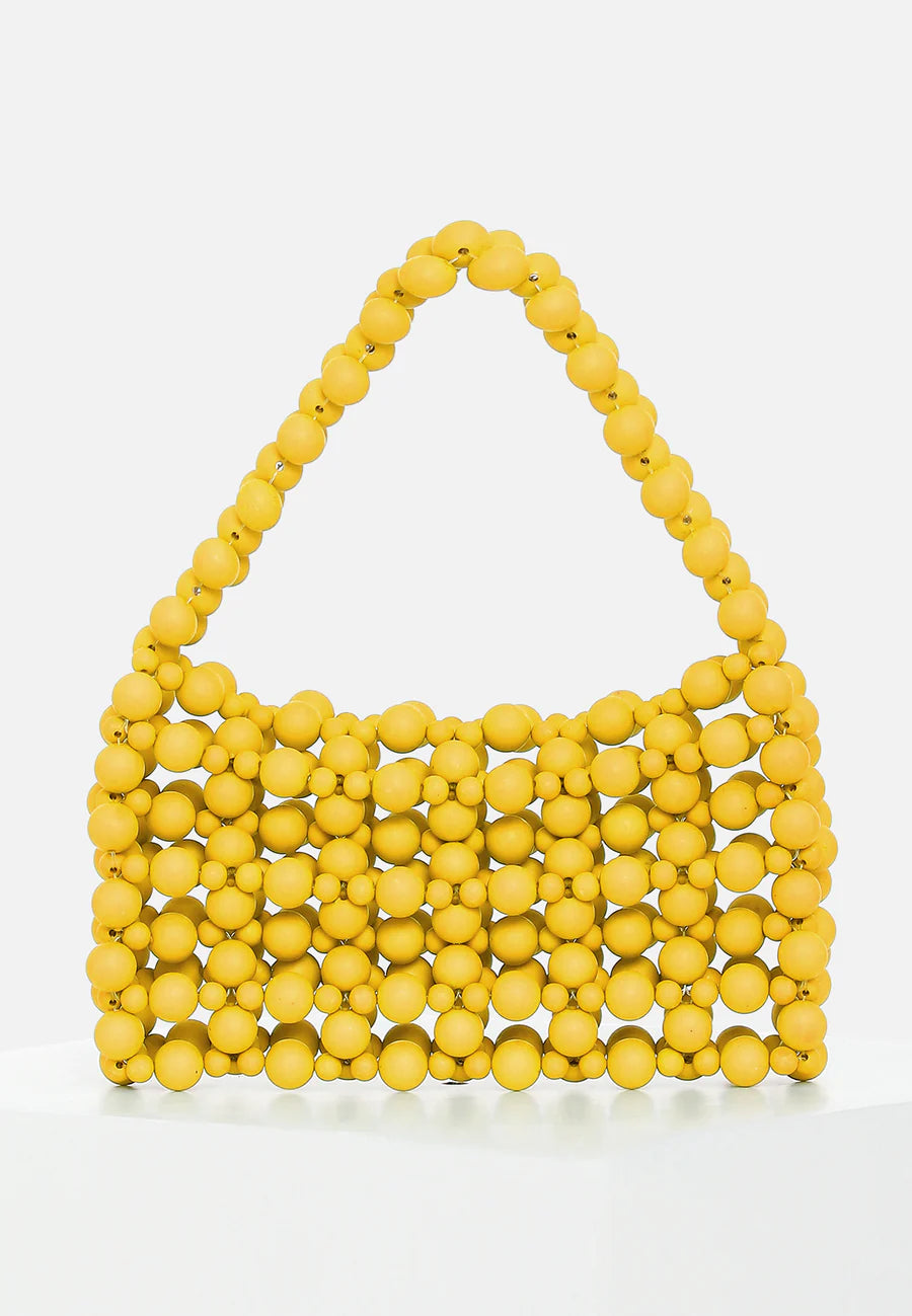 Golden Yellow Beaded Mini Bag
