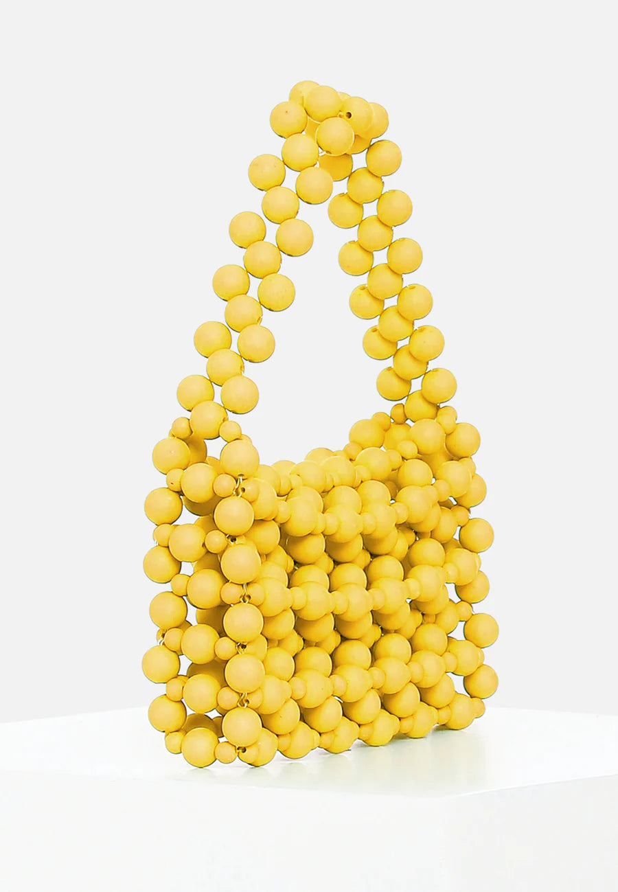 Golden Yellow Beaded Mini Bag