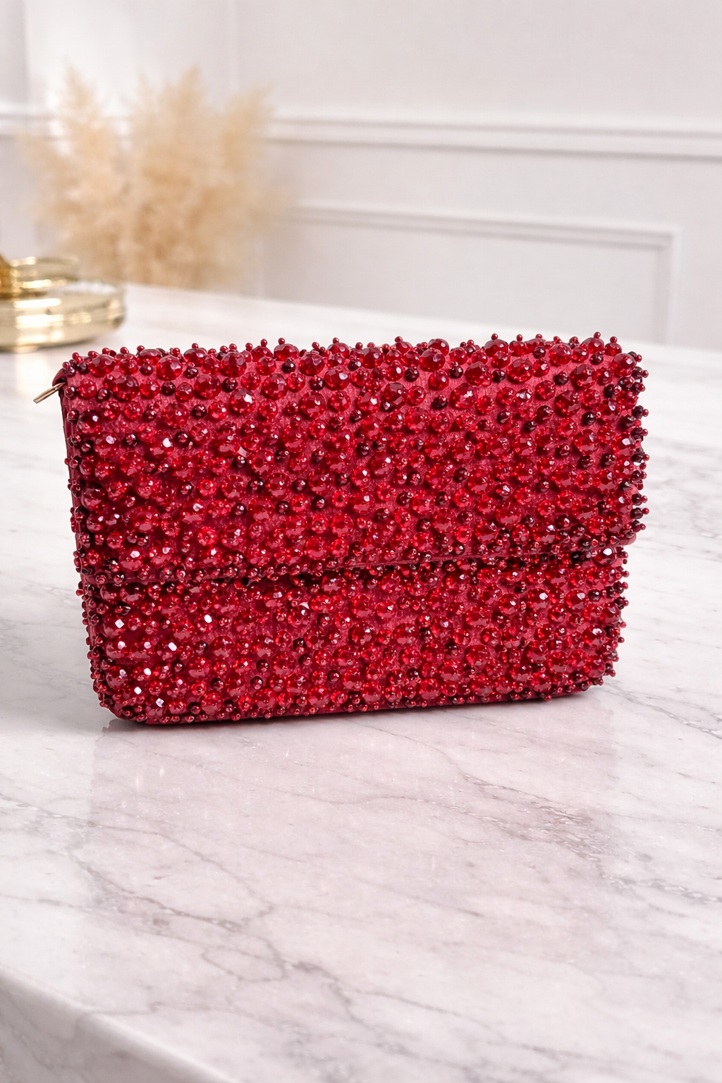 Ruby Royale Crystal Clutch – Red Evening Bag