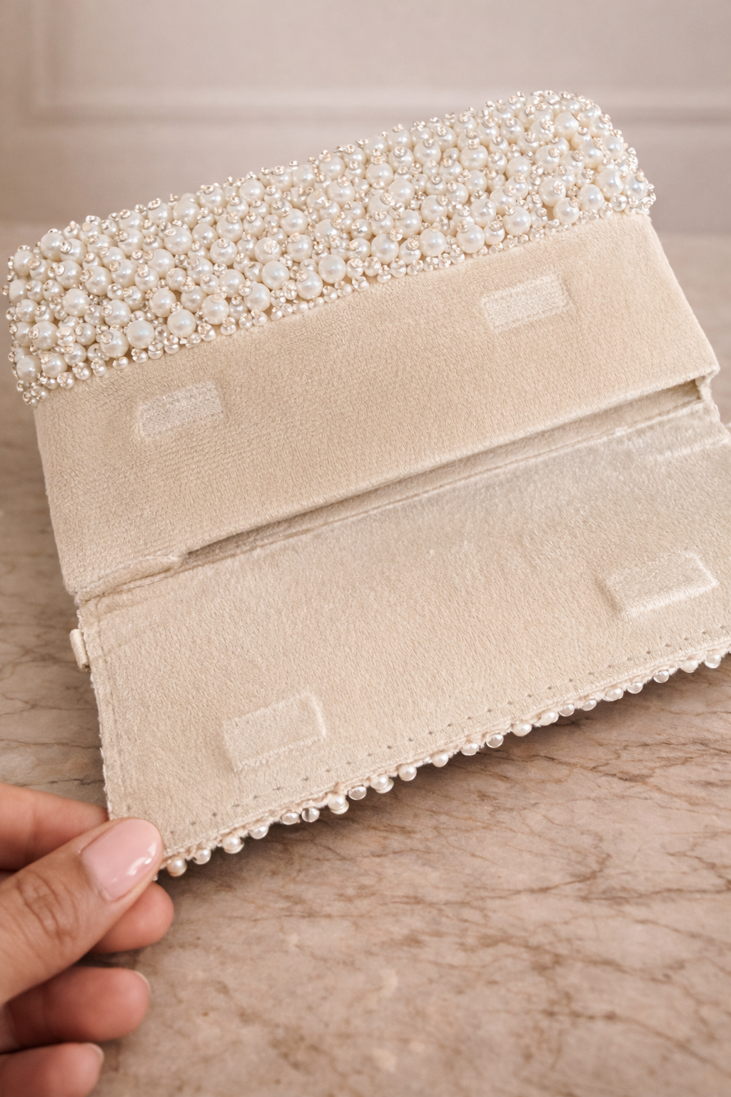 Ivory Pearl Luxe Crystal Clutch