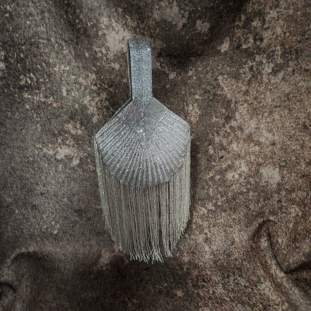 Sera – Silver Handcrafted Fringe Bucket Pouch