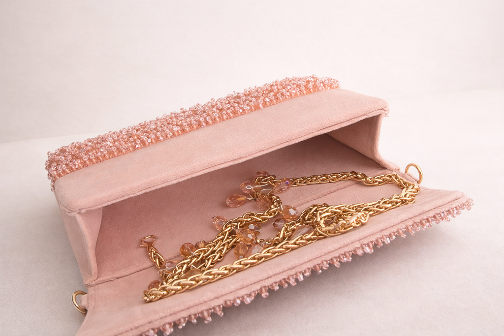 Blush Crystal Bloom Clutch