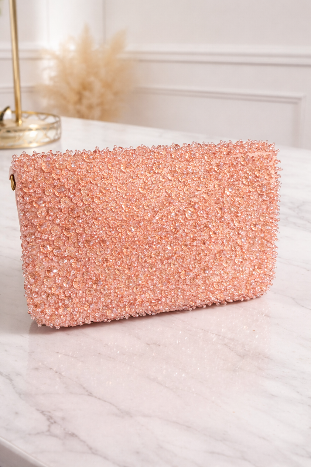 Blush Crystal Bloom Clutch