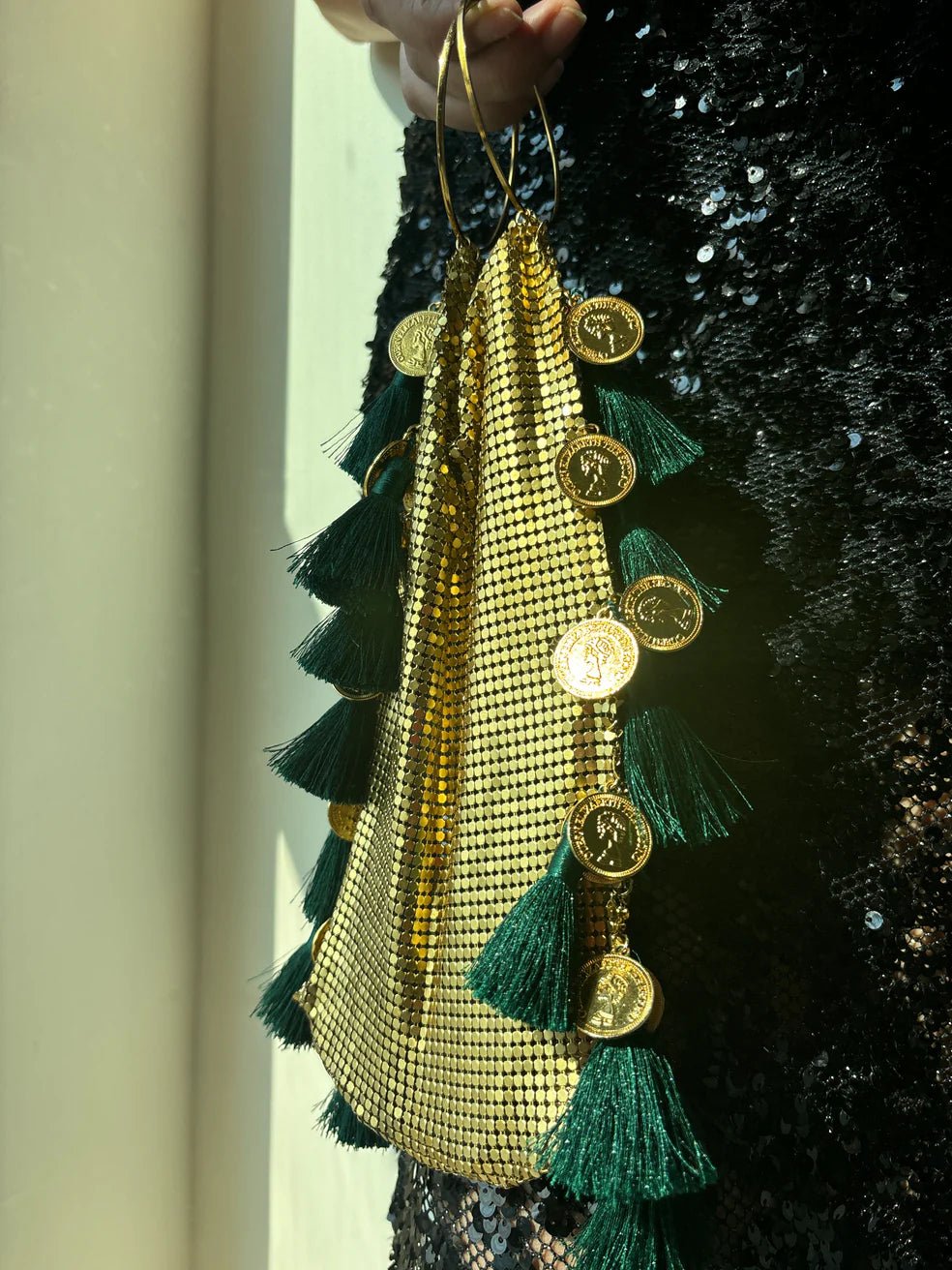 The Verona Gold Mesh Tassel Bag