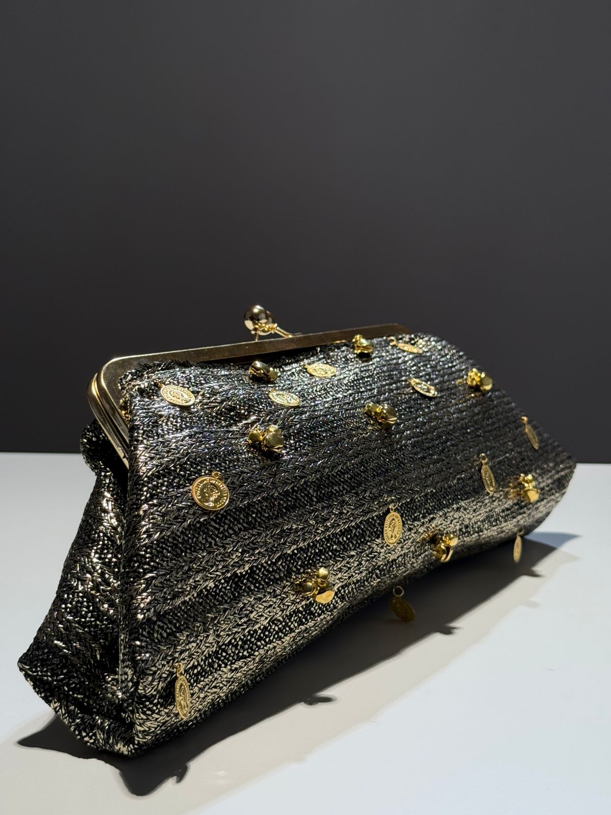 Noir Royale Kiss-Clip Oversized Clutch