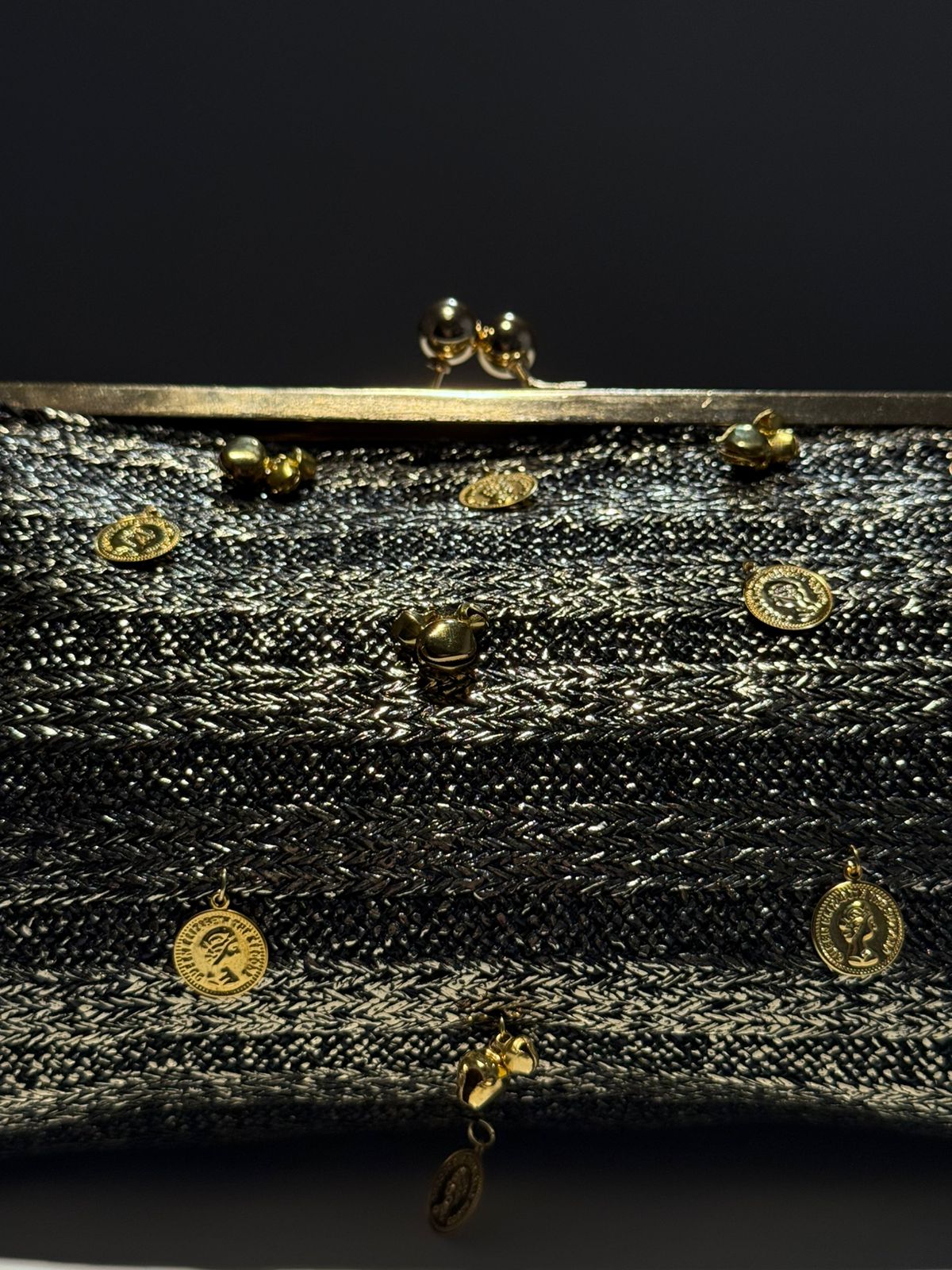 Noir Royale Kiss-Clip Oversized Clutch