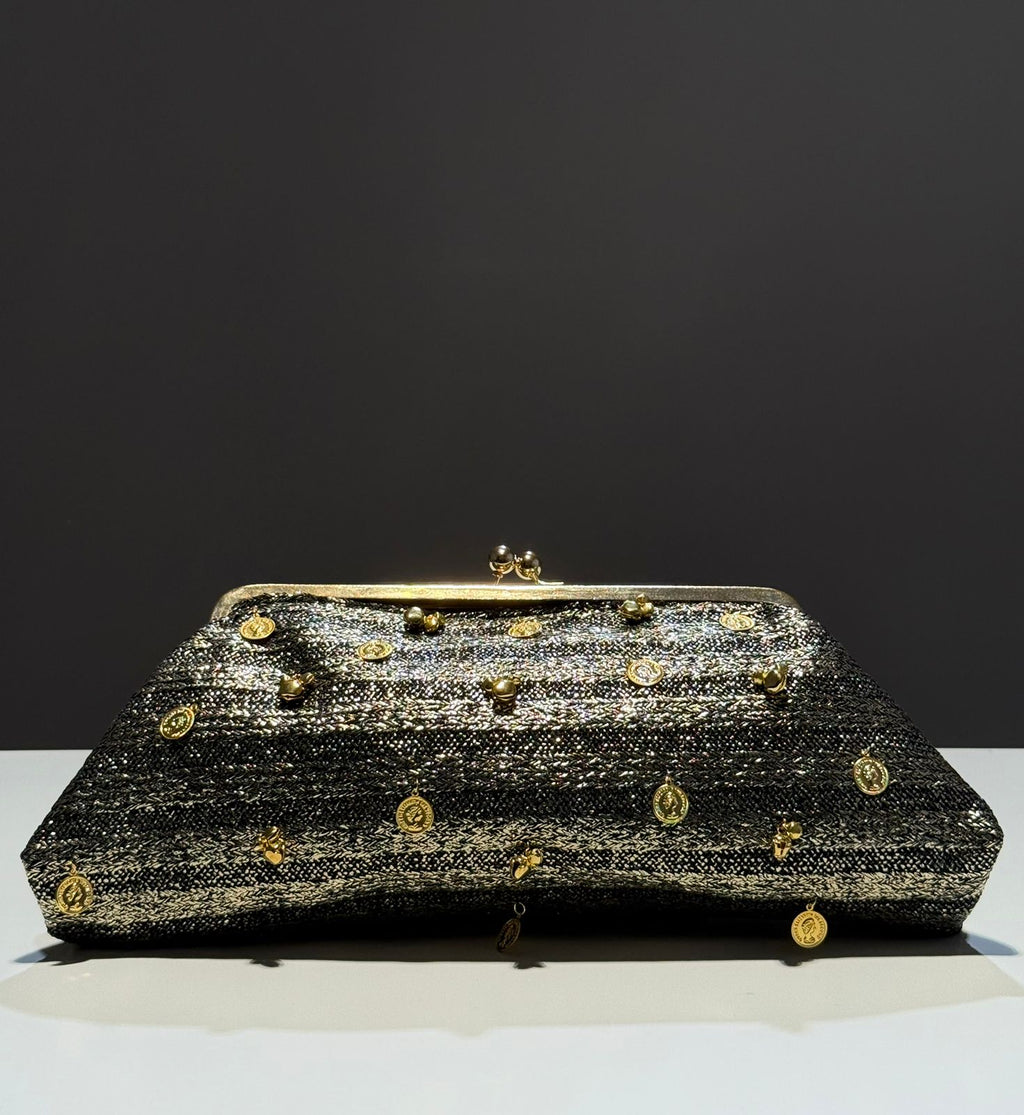 Noir Royale Kiss-Clip Oversized Clutch